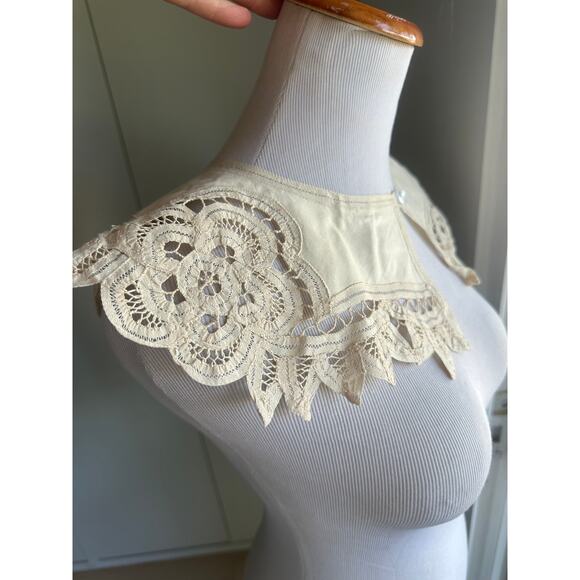 Antique Battenburg Ivory Collar Womens Accesories Edwardian Victorian Handmade - Picture 4 of 8